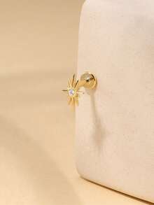1pc 925 Sterling Silver 8-Pointed Star Earrings, Delicate Jewelry For Women, Suitable For Daily Wear, Weddings, Parties, Engagements - Gold - View 5