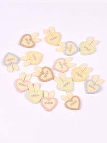 10 piezas de 2.6x3.5cm Parches bordados con forma de corazón de conejo, adecuados para ropa DIY, bolsos, sombreros, accesorios hechos a mano, decoración de costura para el hogar - Multicolor - Ver 1