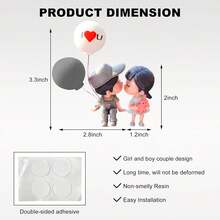2pcs Cute Cartoon Couple Car Decor, Car Interior Decoration Gift For Boys And Girls - B - View 9