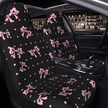 Bọc ghế ô tô đa năng in họa tiết chấm bi hồng thời trang với nơ - Nơ chấm bi màu hồng - Xem 5