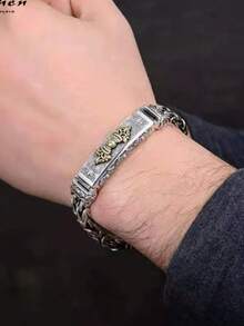 1pc Men's Vajra Bracelet, Hip Hop Style - Silver - View 2