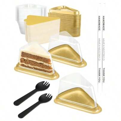 Mini Plastic BoxCake Ice Container 100 Pack Indidual Cake Ice Containers Disable Ceesecake Containers Wit Li  Cake Tiramisu Mousse Dess Gold