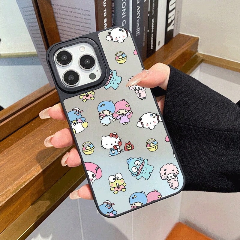 SANRIO 1个全新亚克力官方加固三合一防摔手机壳，创意图案，加厚保护套，兼容苹果17 Pro Max/Air、16、11/12/13/14 Plus、XR、7/8 Plus、15 Pro Max - 黑色 - 查看 1