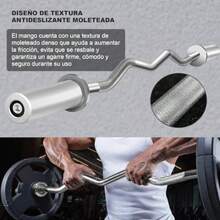 Barra Olimpica de Ejercicio Profesional 1.2M Poste de Levantamiento de Pesas con 2 Clips de Resorte Acero Sólido Dumbbell Bar para Entrenamiento de Fuerza en Casa o en el Gimnasio - Varilla Doblada - Ver 4