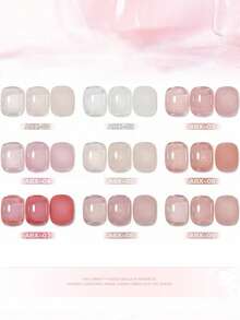 12ml Esmalte de uñas de gelatina transparente rosa nude para primavera/verano, 9 tonos pastel lácteos nude, textura brillante como el cristal, curable con UV/LED de larga duración, adecuado para bodas, citas y manicura diaria - Multicolor - Ver 1