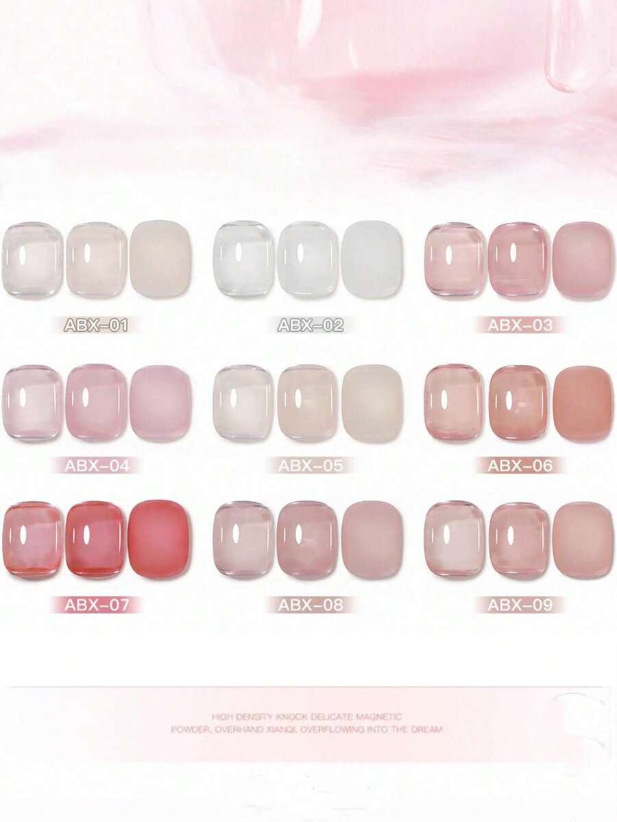 12ml Esmalte de uñas de gelatina transparente rosa nude para primavera/verano, 9 tonos pastel lácteos nude, textura brillante como el cristal, curable con UV/LED de larga duración, adecuado para bodas, citas y manicura diaria - Multicolor - Ver 1