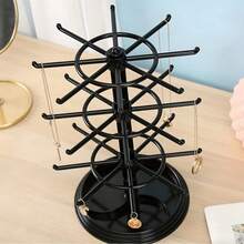 Rotating Jewelry Storage Rack, Earring Necklace Display Stand, Pendant & Bracelet Hanger, Multi-Function Jewelry Organizer Box - 2 layers of rotation - View 4