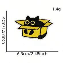 1 peça de aplique bordado de animal de desenho animado fofo, novo aplique bordado de gato preto, acessório de vestuário termocolante - mancha de gato preto - Ver 21