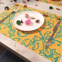 millianess 4pcs Set Of High-End Printed Placemats In Mint Green/Blue/Yellow/Pink, Featuring Cubic Line Patterns For A Modern Minimalist Style With Strong 3D Effect. Made Of Polyester Fabric, Rectangular 30cm*45cm, Single-Sided Printing, Reverse Side In Solid Linen-Like Texture. Suitable For Various Dining Table Settings. - Ginger - View 9