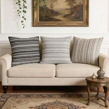 1pc Bohemian Style Striped Throw Pillow Cover, Woven Texture Fabric, Hidden Zipper Design, Size 16*16/18x18/20x20 Inches, Suitable For Living Room, Bedroom, Sofa, Bed Decor, Creating Neutral Modern Farmhouse Style, All Season, Pillow Insert Not Included - Multicolor - View 6