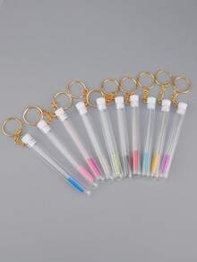 Conjunto de 10 Pincéis de Cílios Reutilizáveis, Tubos de Pincel para Sobrancelhas Descartáveis e Substituíveis, à Prova de Poeira, com Pontas de Diamante para Rímel, Ferramenta de Maquiagem para Cílios - Multicolorido - Ver 3