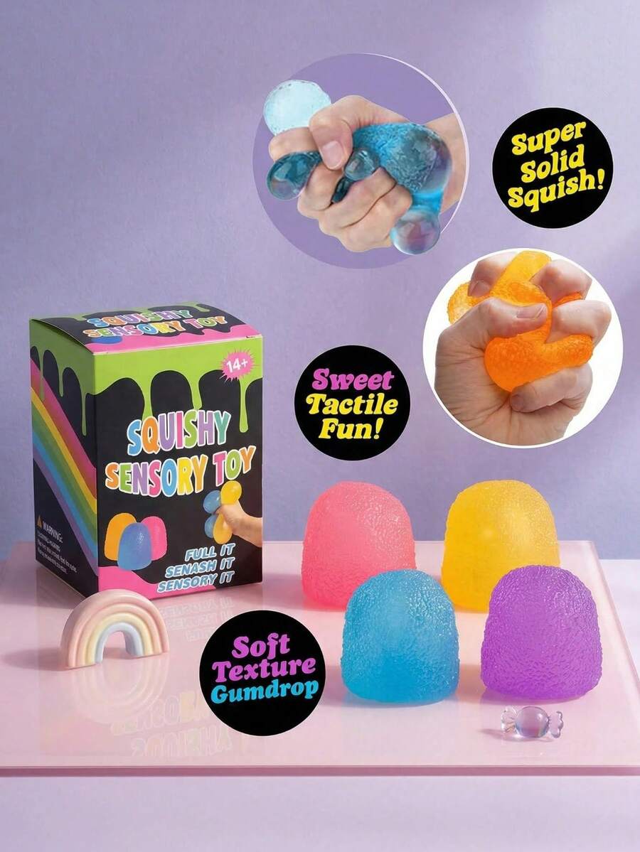 Random Color Squeeze Soft Gummy - Stress Relief Toy, Squeezy Sensory Toy, Birthday/Party Gift, Anxiety Relief, Sock Stuffer  Random Color Delivery - 擠壓玩具 - 查看 1