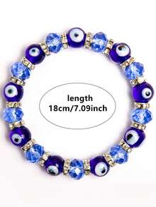 Vòng tay đính hạt pha lê hình mắt quỷ, trang sức unisex tối giản và thời trang, quà tặng cho bạn bè. - Màu xanh lam - Xem 4