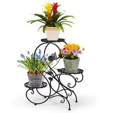 HLC 3-Tier Classic Plant Stand with Modern S Design Black - Negro - Ver 1