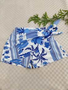 Women's Solid Color Shorts - Royal Blue 2 - View 1