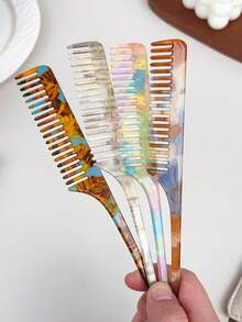 2 piezas Juego de peines de acetato, peine desenredante de dientes anchos y peine de estilo de dientes finos, cepillo de cabello antiestático para cabello húmedo y seco, accesorios de salón y hogar, decoración del dormitorio, accesorios de viaje - Multicolor - Ver 6