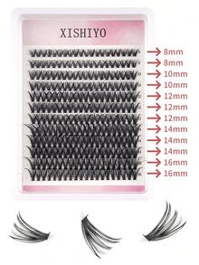 Bộ 240 sợi mi giả D-Curl dạng xòe, dài 8-16mm, tự làm mi giả, tự nhiên và mềm mại, có thể tái sử dụng, bao gồm dụng cụ trang điểm, keo, nhíp và cọ, thích hợp cho sử dụng hàng ngày, đám cưới, hẹn hò, tiệc tùng, lễ hội âm nhạc, Halloween. - Nhiều màu - Xem 8