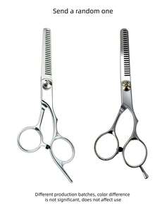 1pc Professional Hair Cutting Scissors, Hairdressing Trimming Shears, Salon & Home Use Hair Cutting Tool, 10%-45% Cutting Efficiency - Silver - View 16