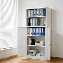スチール書庫 上下分段設計 2段+3段 オープンタイプ+両開き扉付き 可動棚 鍵付き 転倒防止 オフィス書類保管庫 大容量収納 キャビネット 本棚 ラック 業務用 事務所/会社/店舗/病院/学校対応 ホワイト - 1 - チェックする 3
