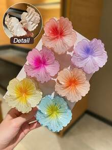 6/3pcs Ombre Flower Hair Claw Clips, Boho Style, Large Size, Women Hair Accessories, Suitable For Casual Daily Wear, Summer Travel, Hawaii, Beach Vacation - Multicolor - View 6