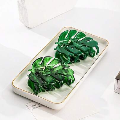 1个春夏清新醋酸纤维叶子发夹，优雅盘发配饰