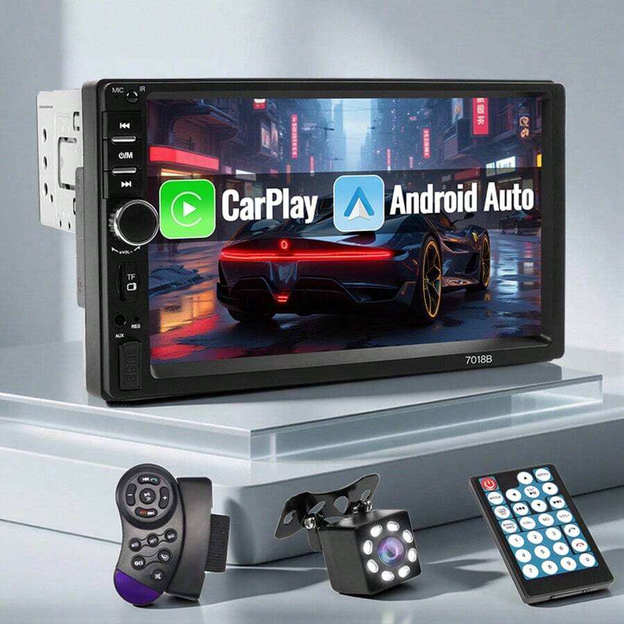 1 DIN 7 Inch Car Radio Multimedia Player Carplay Android Auto Touch Screen FM AUX Mirror Link - Without Steering Wheel Controls and Rearview Camera - View 1