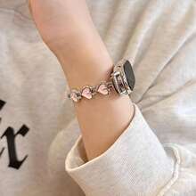 MI Watch Band, Heart-Shaped Metal Chain, Compatible With Mi 8/9/10, Ins Style, Fashionable, Unisex Replacement Strap - Silver Powder - View 3