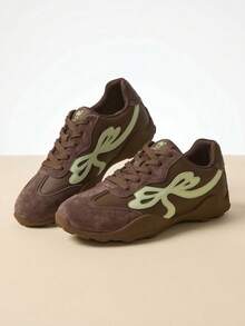 CAMEL CROWN Zapatos deportivos multiusos cómodos de estilo retro alemán para mujer, primavera - Café verde - Ver 4