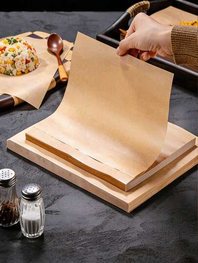 300pcs / 200pcs / 50pcs Of Baking Paper, Non-Stick Coating, Unbleached Oil-Resistant Paper, Suitable For Baking, Grilling, Air Fryer, Steaming, Making Bread, Cakes, And Cookies.