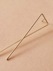 一对简约金色几何交叉长耳环，独特礼物，适合女性日常佩戴 - 6433-ear-G-EP - 查看 3