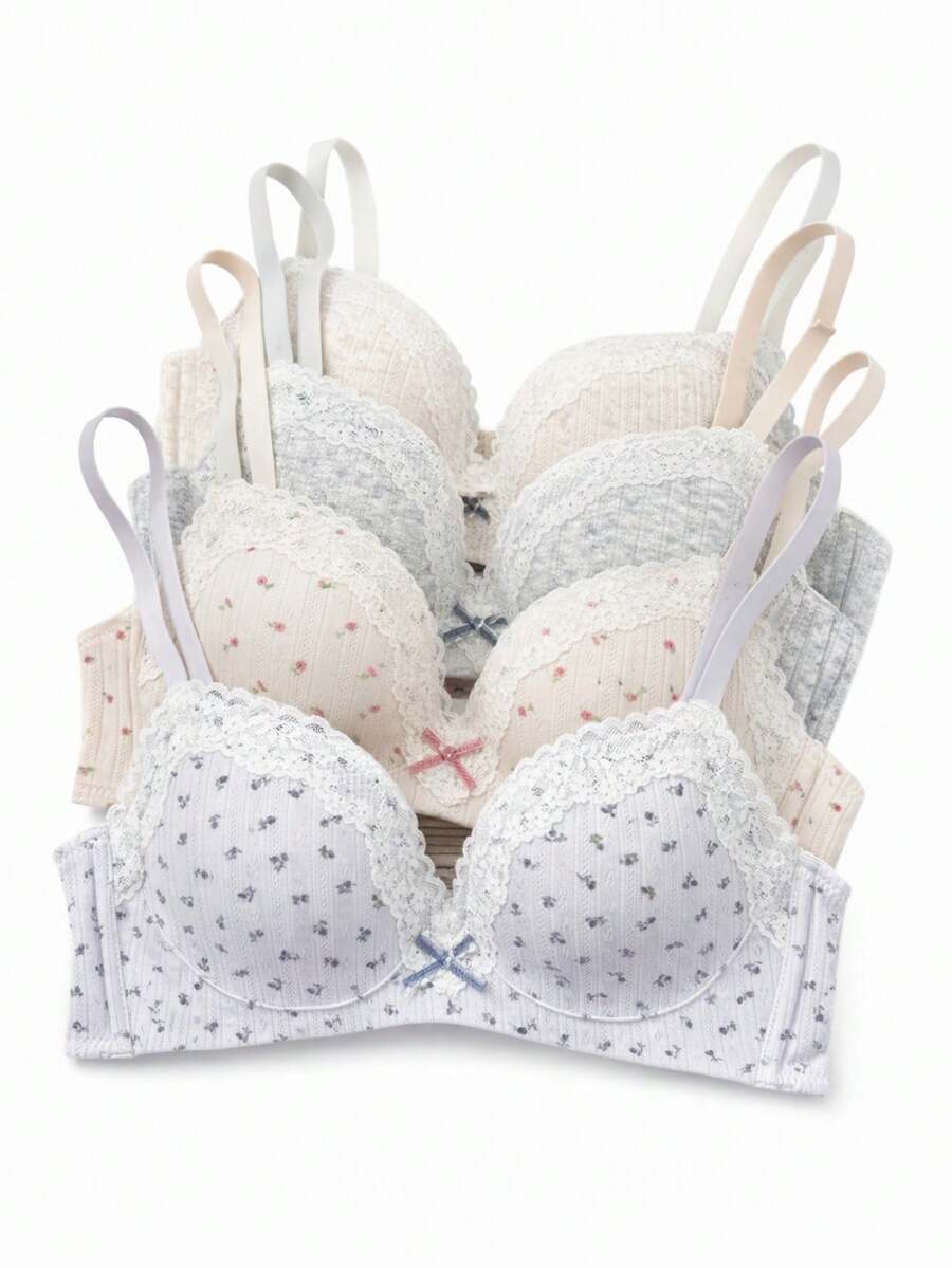 ZNKZUGF Sweet Girl Floral Print Bra - 彩色 - 查看 1