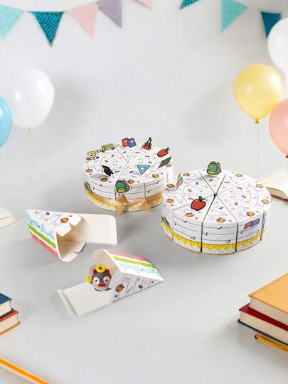 10/20 hộp quà hình bánh kem chủ đề tựu trường, hộp quà tặng hình sách, túi đựng quà, hộp quà hình quả táo, hộp quà tặng hình tam giác hoạt hình, hộp giấy đựng bánh kẹo cho sinh nhật, tiệc tựu trường, quà sinh nhật.