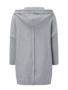 Cárdigan de punto con capucha de manga larga informal, otoño/invierno - Gris claro - Ver 8