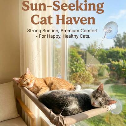 PETSIN 1 件装猫吊床悬挂式猫床窗户宠物床适用于猫小型犬阳光窗座安装架带毯子承重 5 公斤宠物配件