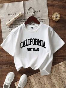 Set de 3 camisetas de manga corta con cuello redondo con estampado de hitos de la ciudad, adecuadas para el uso diario, el campus y el estilo callejero de los niños, tops de verano de moda para niños preadolescentes - Negro - Ver 5