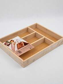 1pc Bamboo Drawer Organizer Box, Expandable Kitchen Utensil Storage Rack, Bamboo Wood Multi-Compartment Chopstick Spoon Fork Divider Box, Drawer Storage Rack, 4 Size Options, Desktop Kitchen Storage Box, Cutlery Organizer - View 3