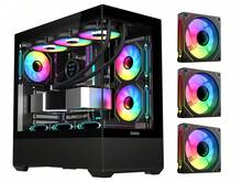 SAMA SV02 ATX Computer Gaming PC Case Mid Tower Black With 3 ARGB Fans Pre-Installed, Tempered Glass Transparent Side Panel,BTF Back Plug Motherboard Design - View 1