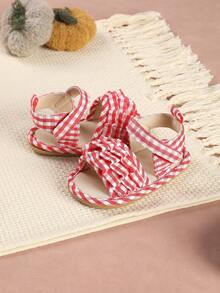 1 Pair Fashionable Versatile Ruffle Sandals, Soft Bottom Infant Shoes Suitable For Babies And Toddlers, Suitable For Outing And Vacation - Red - View 5