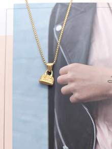 1pc Elegant 18K Gold Plated Stainless Steel Handbag Pendant Niche Luxury Necklace, Unisex Daily Wear - Yellow Gold - View 2