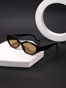 1副男士聚碳酸酯不规则几何眼镜框，时尚简约独特休闲百搭眼镜，镜腿设计别致，适合日常佩戴、街头摄影、旅行度假等场合，附赠眼镜盒 - 彩色 - 查看 7