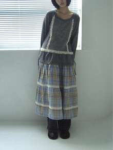 Women Skirts - Blue Grid - View 3