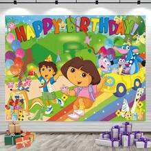 D-Dora E-Photography Backdrop Customizable Happy Birthday Party Decoration Children Photo Background Gifts - Kiểu B - Xem 3
