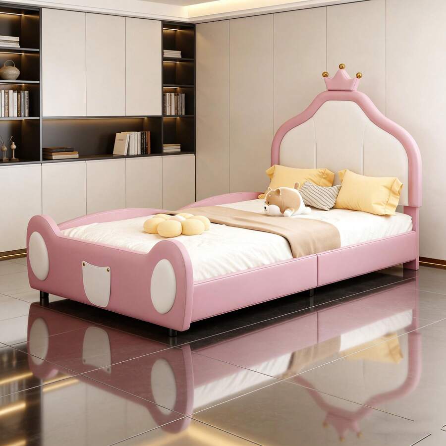Kids Bed Frames, Headboards & Footboards - Pink + Upholstered + 90cm*200cm - View 1