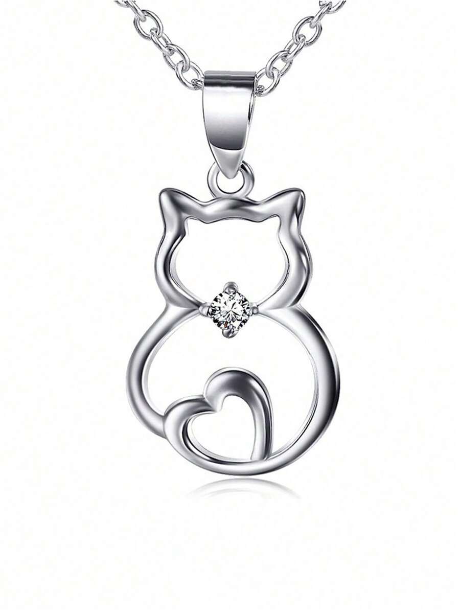 1 Pc Cute Cubic Zirconia Necklace Pendant For Women For Valentine's Day Gift Engagement Anniversary Party Jewelry - 1# - View 1