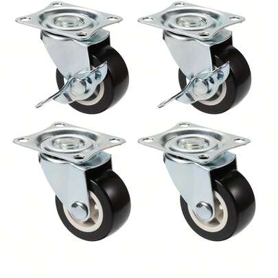 4 ชิ้น 2" ล้อเฟอร์นิเจอร์ PVC ทนทานต่อการสึกหรอ ล้อรถเข็นหนักอเนกประสงค์หมุนได้ 360 องศา