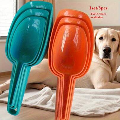 3pcs High Quality Colorful Plastic Scoops, Made Of Thickened Material, Providing Multiple Sizes. Suitable For Kitchen, Pet Food, Waste, Cat Litter And Gardening Scenarios.