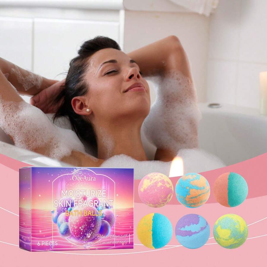 OceAura Moisturize Skin Fragrant Bath Balls - Dissolves Quickly, Produce Fine And Rich Foam, Long-Lasting Fragrance, Soothing And Relaxing, Enhancing Skin Softness, Suitable For All Skin Types, Mild And Non-Irritating, Home Bath Products