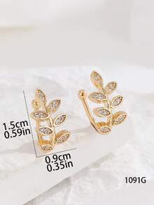 1 Pair Minimalist Leaf Ear Cuff, No Piercing Required, Adjustable Earrings - Gold - View 3