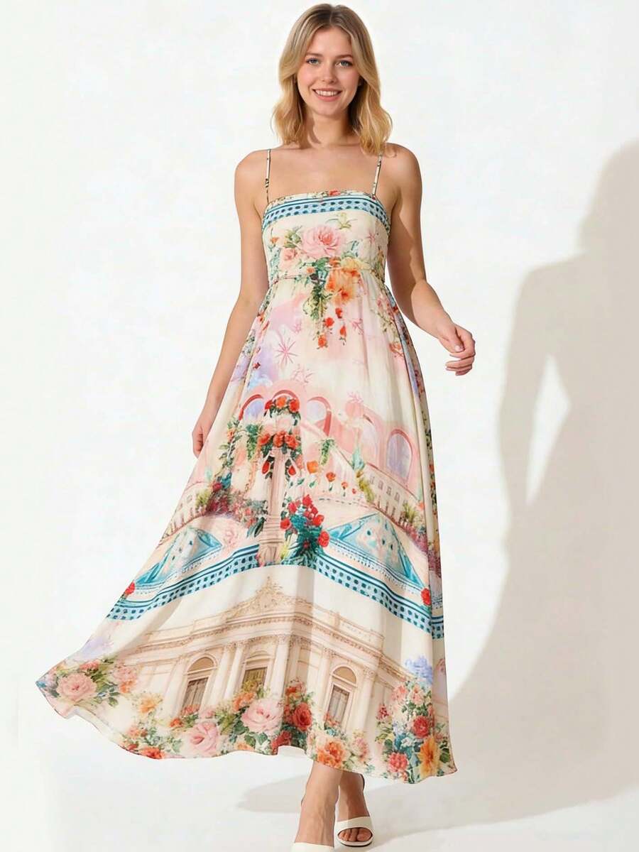 Women Long Dresses - 杏色 - 查看 1