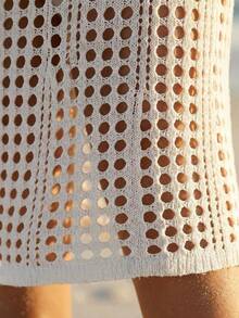 1pc Women's Solid Color Knitted Hollow Out Loose Lightweight Shawl Cardigan, Elegant Decor Sun Protection Breathable Outerwear, Essential For Travel, Beach, Spring/Summer/Autumn - Multicolor - View 5